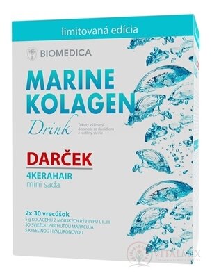 BIOMEDICA Marine kolagen drink + Dárek sáčku 2x30 ks (60 ks) + dárek mini sada 4Kerahair, 1x1 set