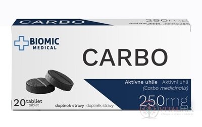 BIOMIC CARBO Aktivní uhlí 250 mg tbl 1x20 ks