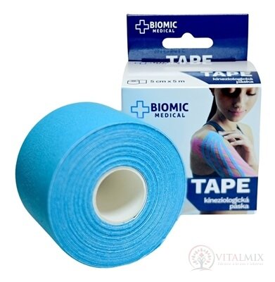 BIOMIC TAPE Kineziologická tejpovací páska modrá, 5 cm x 5 m, 1x1 ks