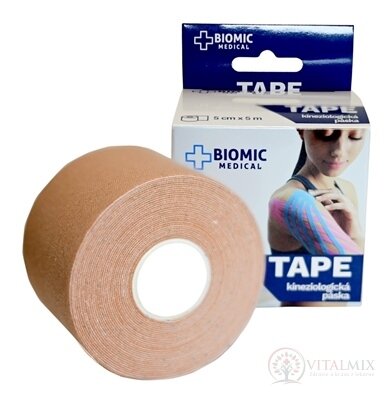 BIOMIC TAPE Kineziologická tejpovací páska tělová, 5 cm x 5 m, 1x1 ks