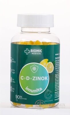 BIOMIC VITAMIN C+D + ZINEK gummies, citrónová příchuť 1x90 ks