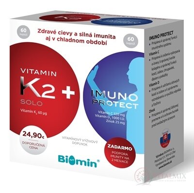 Biomin VITAMIN K2 SOLO cps 60 ks + Imuno Protect 60 ks zdarma, 1x1 set