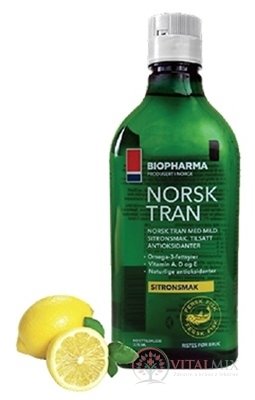 BIOPHARMA NORSK TRAN rybí olej s citronově-bylinou příchutí 1x375 ml