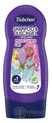 BUBCHEN KIDS ŠAMPON+GEL 3v1 MOŘSKÁ VÍLA na sprchování, + kondicionér, s Aloe vera 1x230 ml