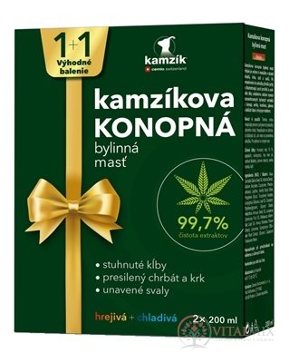 Cemio Kamzíkova konopná mast 1+1 hřejivá + chladivá 2x200 ml, 1x1 set