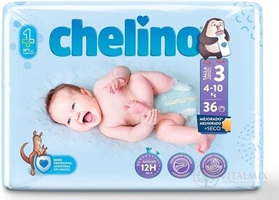 CHELINO T3 dětské pleny (4-10 kg) s dermo ochranou 1x36 ks