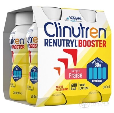 Clinutren RENUTRYL BOOSTER sol, jahodová příchuť 4x300 ml (1200 ml)