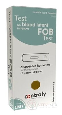 Controly Test OKULTNÍ KRVÁCENÍ, FOB test sada pro samodiagnostický test ze vzorku stolice 1x1 ks