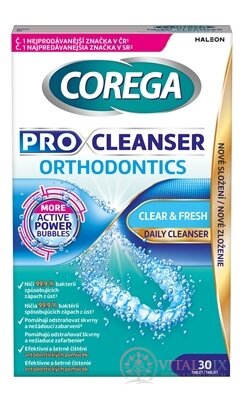 COREGA PRO CLEANSER ORTHODONTICS antibakteriální čistící tablety 1x30 ks