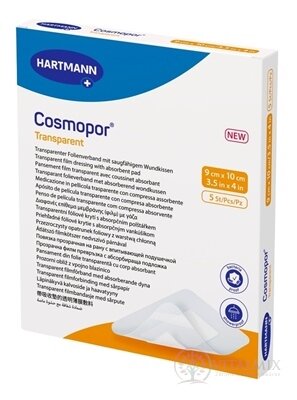 Cosmopor transparent průhledné fóliové krytí na rány sterilní (9x10 cm) 1x5 ks