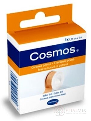 COSMOS Cévková pevná (PLAST) náplast fixační z textilní tkaniny (1,25cmx5m) 1x1 ks