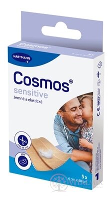 Cosmos Sensitive jemná elastická náplast na rány, (6 cm x 10 cm) (inov.2025) 1x5 ks