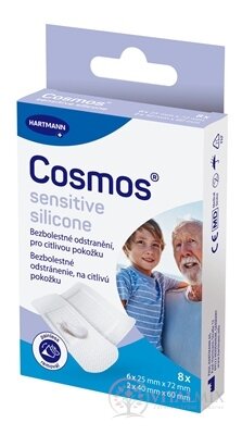 Cosmos Sensitive Silicone náplast na rány na citlivou pokožku, 2 velikosti (inov.2025) 1x8 ks