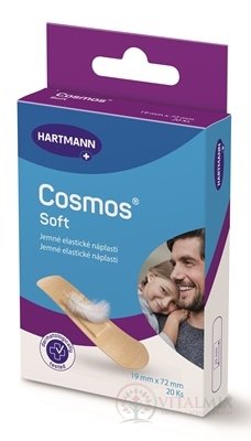COSMOS Jemná náplast na rány z netkané textilie, pro citlivou pokožku (19x72 mm) 1x20 ks
