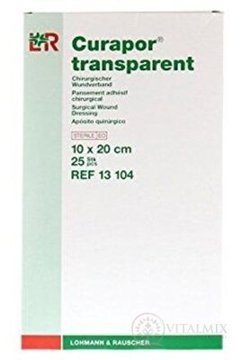 CURAPOR KRYTÍ NA RANY TRANSPARENT 10x20 cm sterilní, voděodolné 1x25 ks