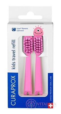 CURAPROX Kids travel refill CS 5500 růžový, DUO náhradní hlavičky na kartáček, ultra soft 1x2 ks