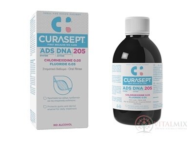 CURASEPT ADS DNA 205 ústní voda s chlorhexidinem 0,05% + fluorid 0,05% 1x200 ml