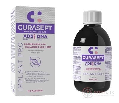 CURASEPT ADS DNA IMPLANT PRO ústní voda s chlorhexidinem 0,20% + kyselina hyaluronová 1x200 ml