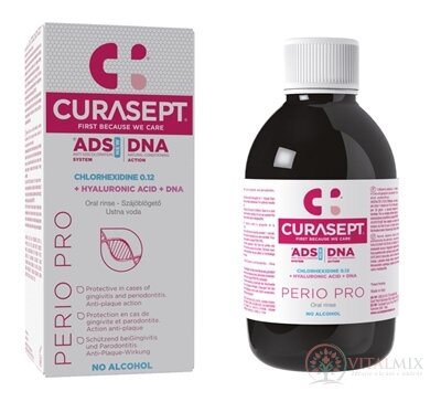 CURASEPT ADS DNA PERIO PRO ústní voda s chlorhexidinem 0,12% + kyselina hyaluronová 1x200 ml