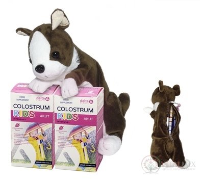 DELTA COLOSTRUM sirup JAHODA KIDS DUO + dárek 2x125 ml + plyšový pejsek, 1x1 set