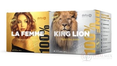 DELTA Partner. balíček LA FEMME &amp; KING LION Collagen rozpustný prášek na přípravu nápoje, 196 g + 240 g, 1x1 set