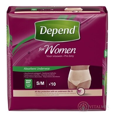 DEPEND SUPER S/M pro ženy natahovací kalhotky 1x10 ks