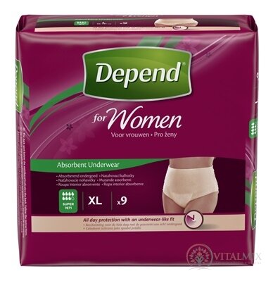 DEPEND SUPER XL pro ženy natahovací kalhotky 1x9 ks