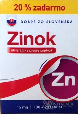 Dobré z SK Zinek 15 mg tbl 100 + 20 zdarma (120 ks)