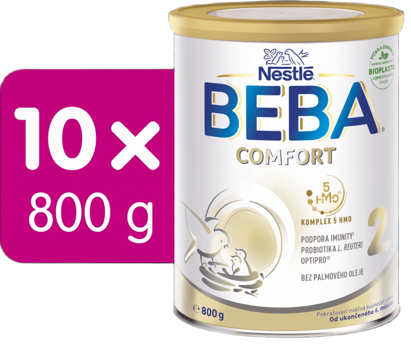 BEBA COMFORT 2, 5HMO, pokračovací kojenecké mléko, 800 g, 10ks