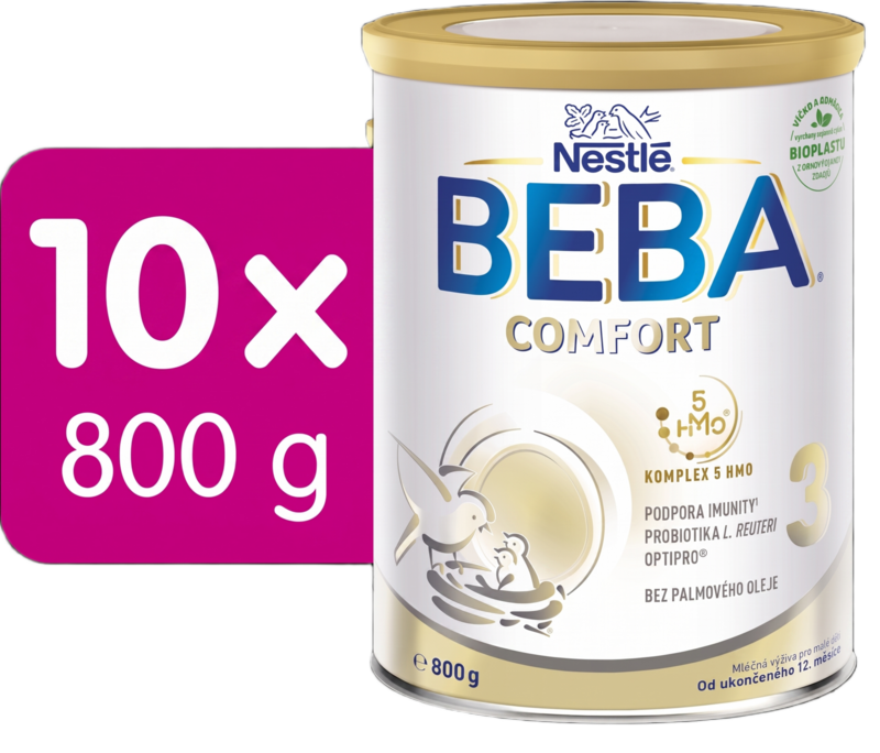 BEBA COMFORT 3, 5HMO, mléko pro malé děti, 800 g, 10ks