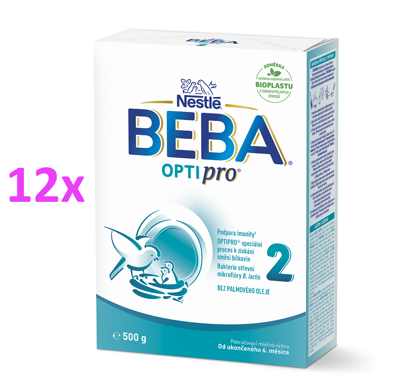 BEBA OPTIPRO® 2 pokračovací kojenecké mléko, 500 g, 12ks