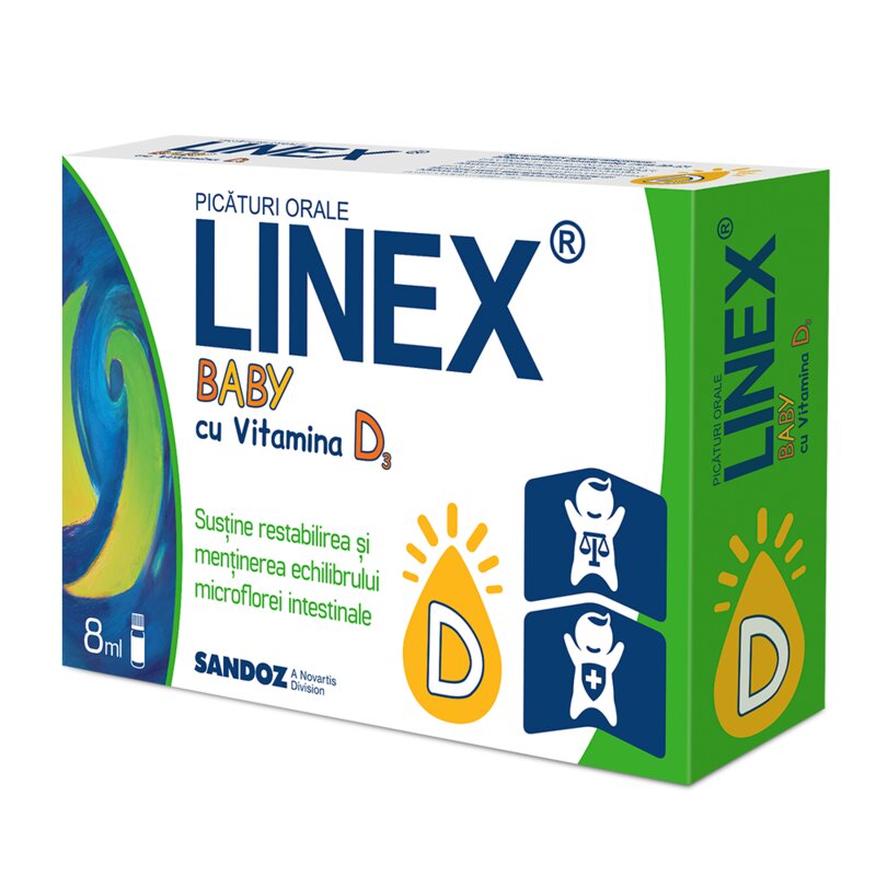 LINEX BABY KAPKY + Vitamin D3 1x8 ml