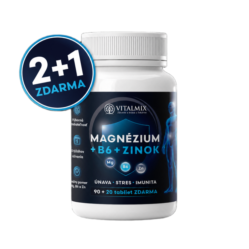 VITALMIX MAGNÉZIUM+B6+ZINOK 90+20tbl AKCE 2+1 ZDARMA