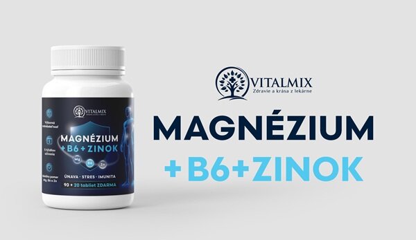 VITALMIX|MAGNÉZIUM+B6+ZINOK 90+20tbl ZDARMA - proti křečím a únavě