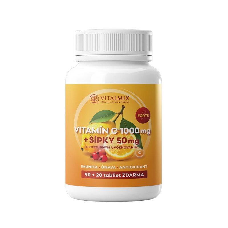 VITALMIX VITAMÍN C 1000mg+ŠIPKY 50mg FORTE 90+20tbl ZDARMA 