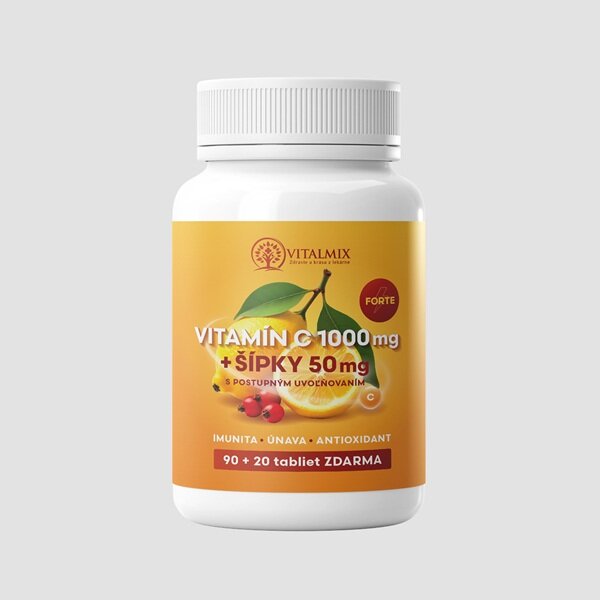 VITAMÍN C 1000mg+ŠIPKY 50mg FORTE 90+20tbl ZDARMA | VITALMIX