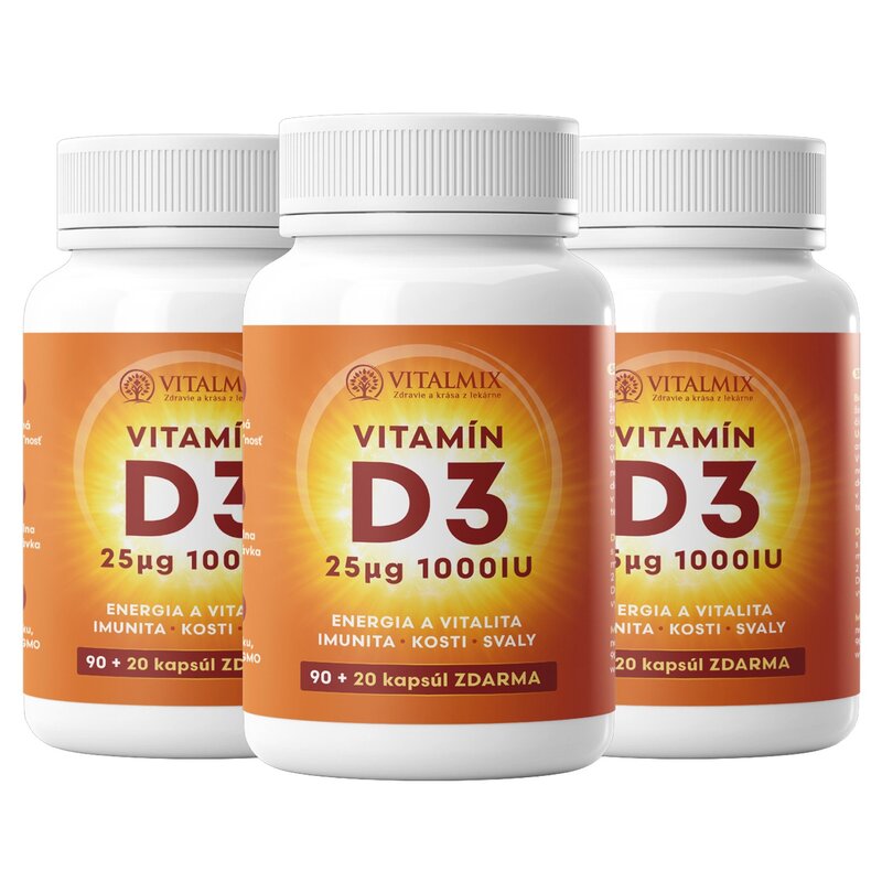 VITALMIX VITAMIN D3 1000IU 3 X 90+20 cps ZDARMA