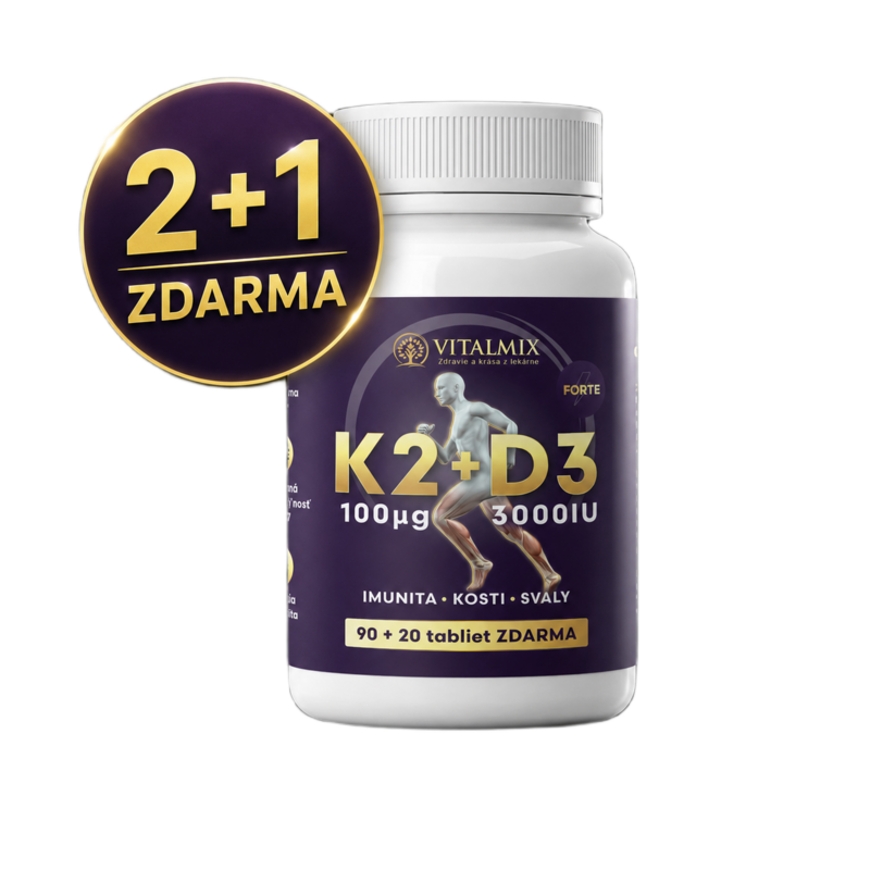 VITALMIX VITAMIN K2 100µg + D3 FORTE 3000IU 90+20tbl AKCE 2+1 ZDARMA