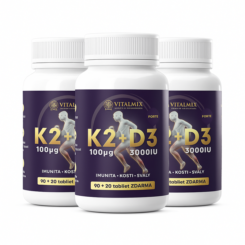 VITAMIN K2 100µg + D3 FORTE 3000IU 3 x 90+20 tbl ZDARMA | VITALMIX