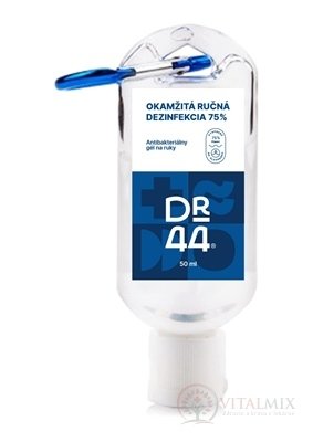 DR.44 OKAMŽITÁ RUČNÍ DEZINFEKCE s karabinkou antibakteriální gel (75% ethanol) 1x50 ml