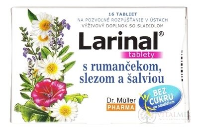 Dr. Müller LARINAL s heřmánkem, slezem a šalvějí tbl bez cukru, se sladidlem 1x16 ks