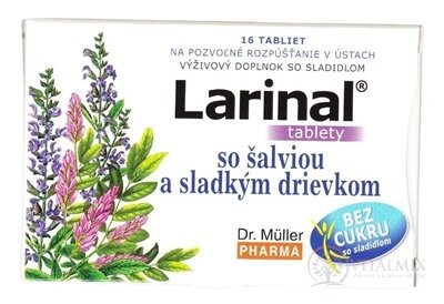 Dr. Müller LARINAL se šalvějí a lékořicí tbl bez cukru, se sladidlem 1x16 ks