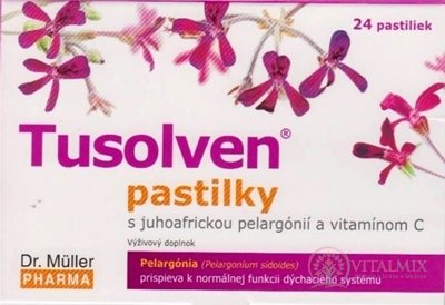 Dr. Müller TUSOLVEN pastilky s jihoafrickou pelargónií a vitamínem C, 1x24 ks