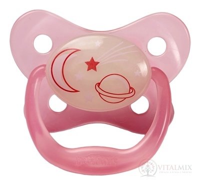 Dr.BROWN´S DUDLÍK PreVent ORTODONT SVÍTÍCÍ 6-18M, růžový, 1x1 ks