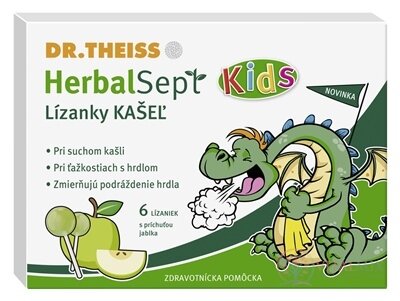 Dr.Theiss HerbalSept Kids KAŠEL Lízátka, s příchutí jablka 1x6 ks