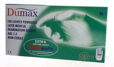 DUMAX RUKAVICE latexové vyšetřovací nesterilní pudrované, velikost M; 1x100ks