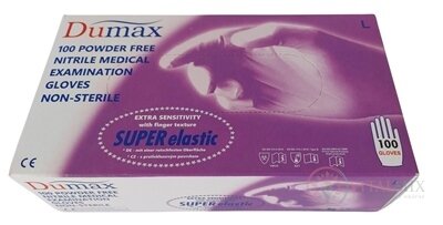 DUMAX RUKAVICE nitrilové vyšetřovací nesterilní bez pudru, velikost L, modré, 1x100 ks
