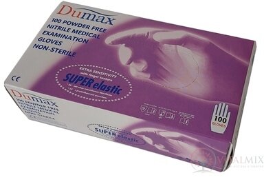 DUMAX RUKAVICE nitrilové vyšetřovací nesterilní bez pudru, velikost M, modré, 1x100 ks