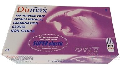 DUMAX RUKAVICE nitrilové vyšetřovací nesterilní bez pudru, velikost S, modré, 1x100 ks
