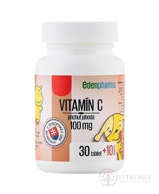 EDENPharma VITAMIN C 100 mg příchuť jahoda tbl 30 + 10 zdarma (40 ks)